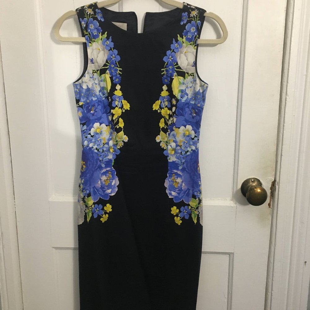 Hobbs navy dress with floral pattern, size 2